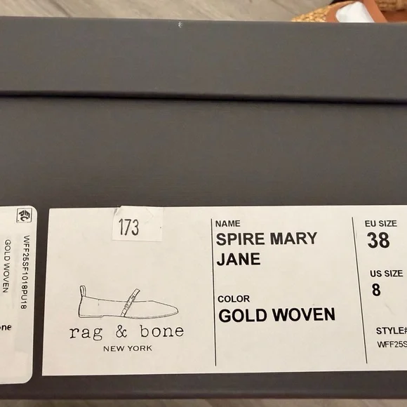 rag & bone Gold Woven Spire Mary Jane Flats with Tan Trim Size 8 US (EU38) - Picture 2 of 6